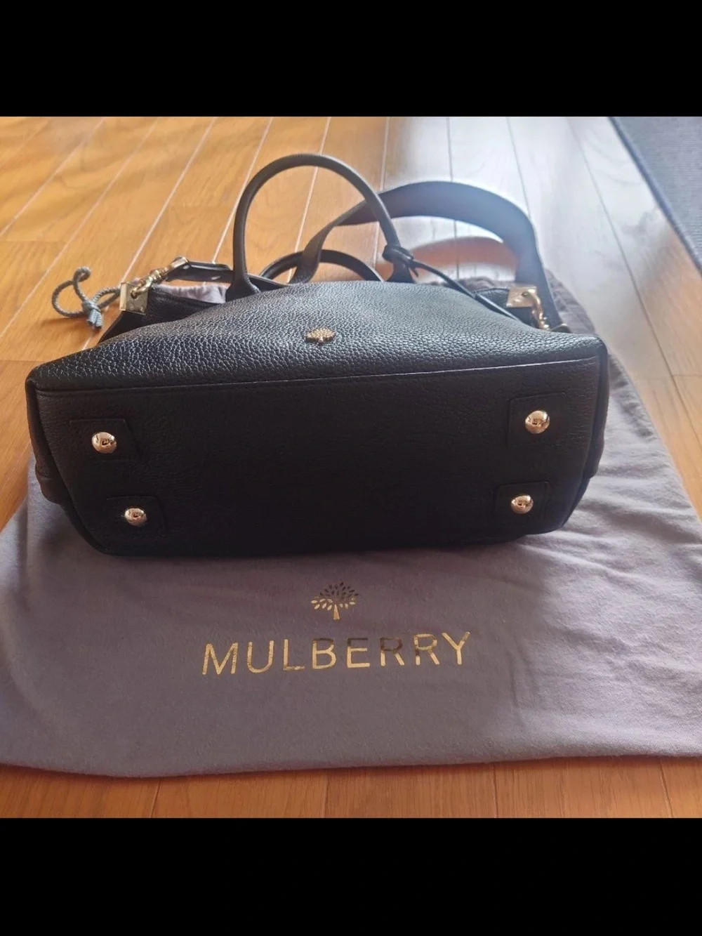 Mulberry Black Pebbled Leather Satchel with Detachable Strap